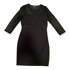 Lulus Womens Black Comfort 3/4 Sleeves Round Neck Pullover Mini Dress Sz Medium